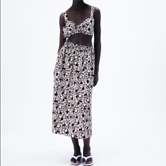 ZARA FLORAL BUCKLE CROP TOP - Picture 4 of 9